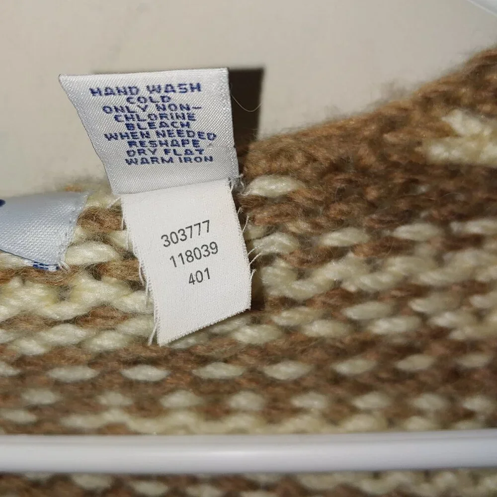 Old Navy Wool Blend 90s Tie Up Sweater Cardigan Size S Cream Tan - Picture 3 of 6